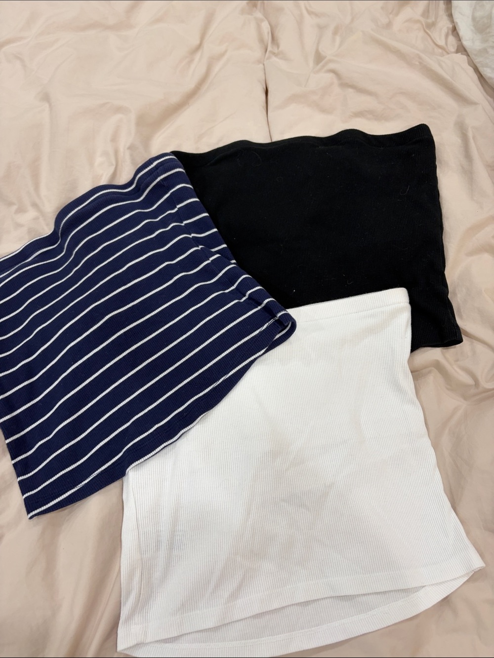 a new day Navy Stripe, Black, and White Ribbed Tube Top Set